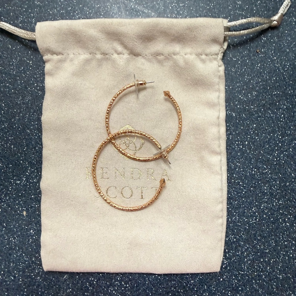 Kendra Scott Rose Gold Textured Hoop Earrings
